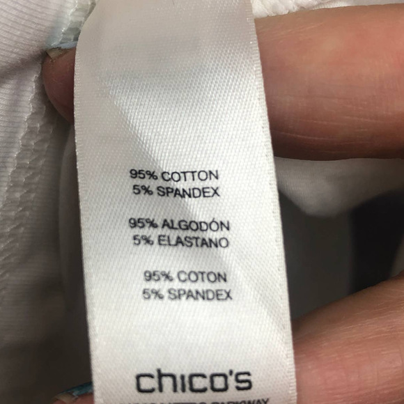 Weekends by Chico's Shirt Women 1 Medium Long Sleeve Rhinesone Floral Cotton Top - Picture 11 of 14